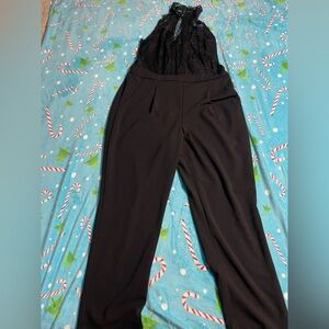 Express Black Lace Detail Jumpsuit